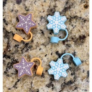 Target Bullseye's Playground Set of 4 Snowflake Straw Toppers NEW